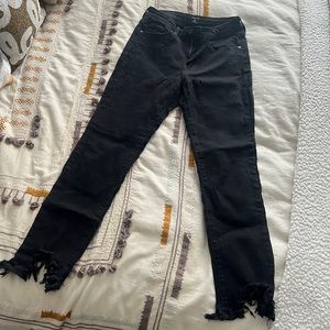 JustBlack ankle black jeans- distressed bottoms